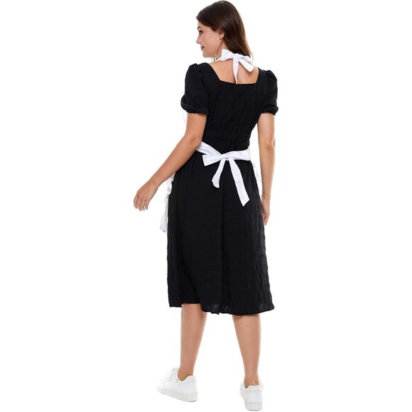 Women's Ruffle Outline Retro Apron Kitchen Cake Baking Cooking Cleaning Maid Cos - Picture 5 of 7